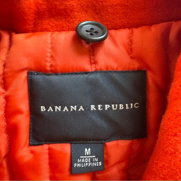 Banana Republic Women's Orange Wool Toggle Zip Coat Size Med Winter Cozy Jacket - Picture 4 of 11
